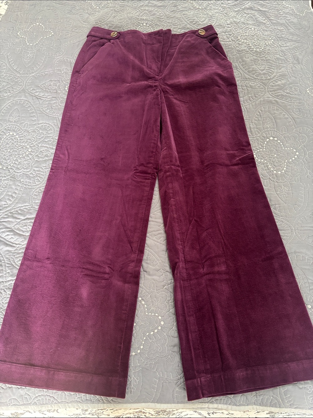 Talbots Wide-Leg Corduroy Pants in Plum - NWT